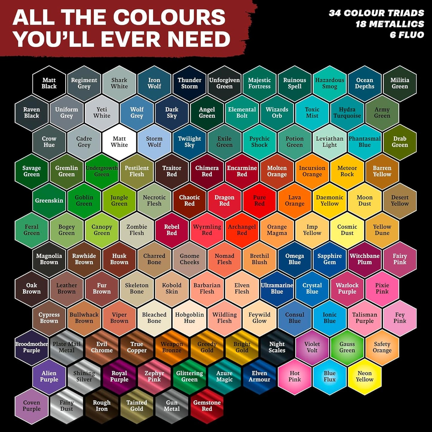 The Army Painter Warpaints Air Complete Set, 126 Non-Toxic Water Based Airbrush Paint Set - Paint for Tabletop Roleplaying, Boardgames, and Wargames Model Painting