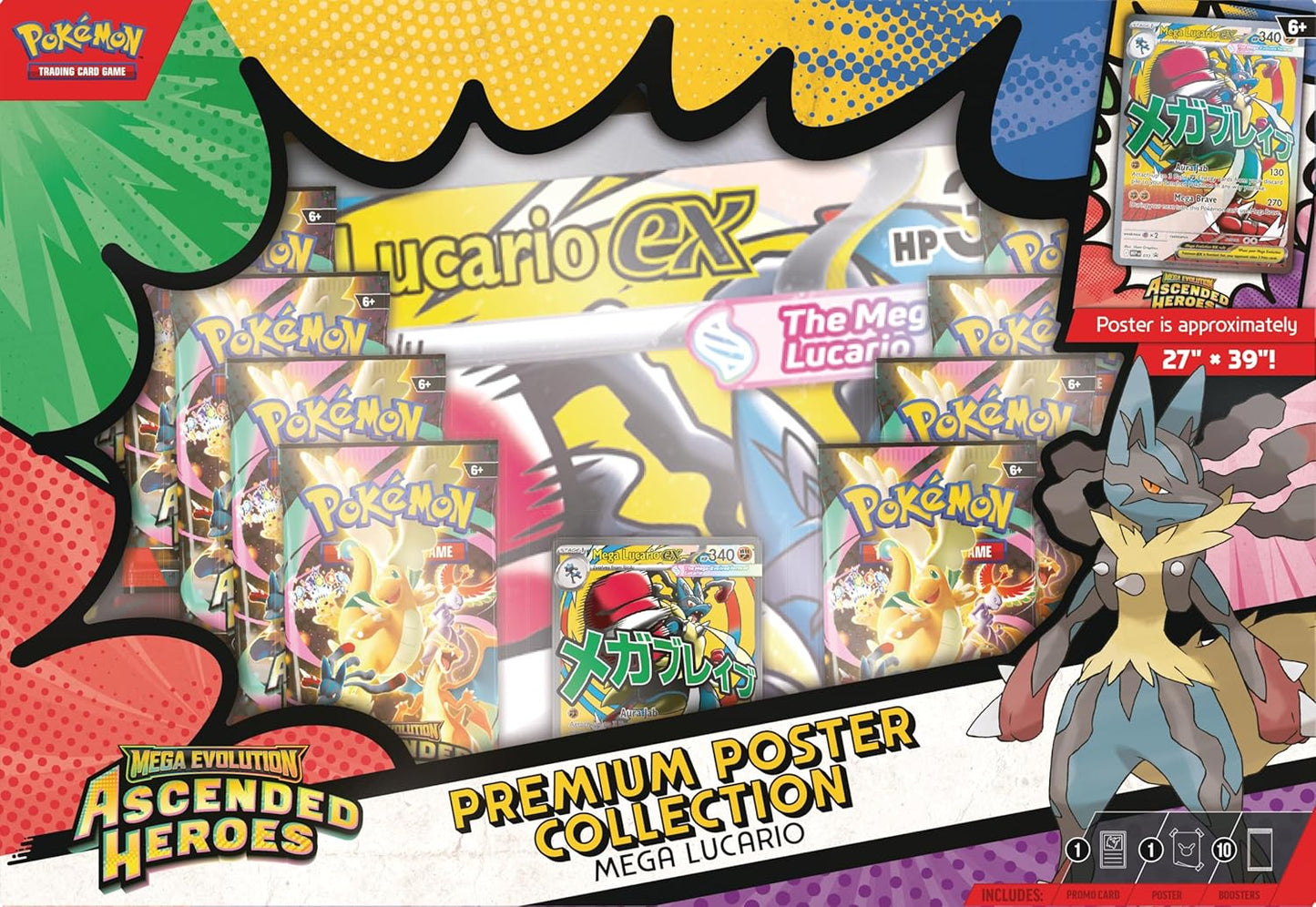 Pokemon TCG: Mega Evolution - Ascended Heroes - Premium Poster Collection - Mega Lucario - Presale Ships 03/20/2026