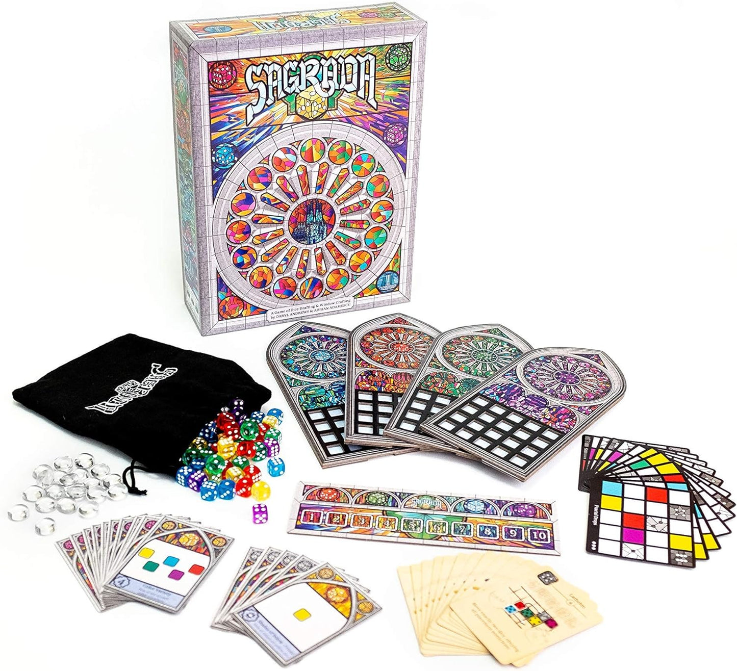 Sagrada Board Game | Family Game for Kids and Adults | Dice Drafting and Placement Strategy Game | Ages 10+ | 1 to 4 Players | by Floodgate Games