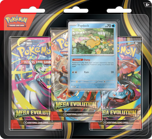 Pokemon TCG: Mega Evolution Three-Booster Blister Pack - Psyduck - Presale Ships 09/26/2025