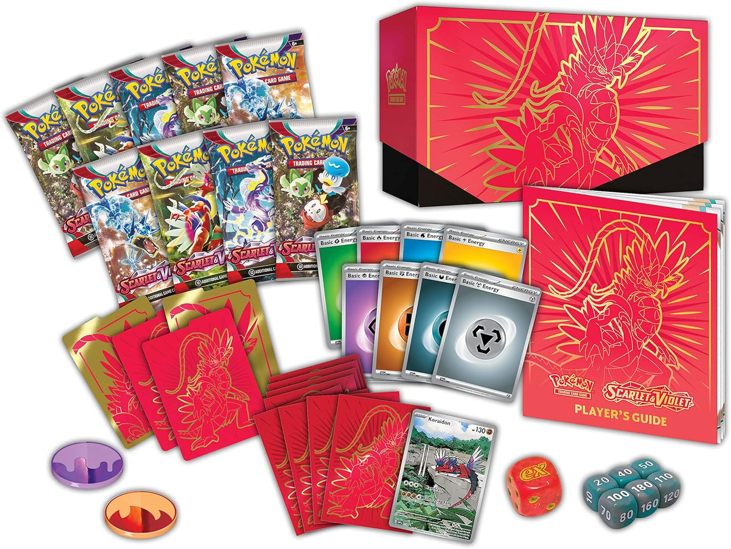 Pokemon TCG: Scarlet and Violet Elite Trainer Box - Koraidon Red (1 Full Art Promo Card, 9 Boosters and Premium Accessories)