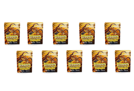 10 Packs Dragon Shield Matte Mini Japanese Orange 60 ct Card Sleeves Display Case