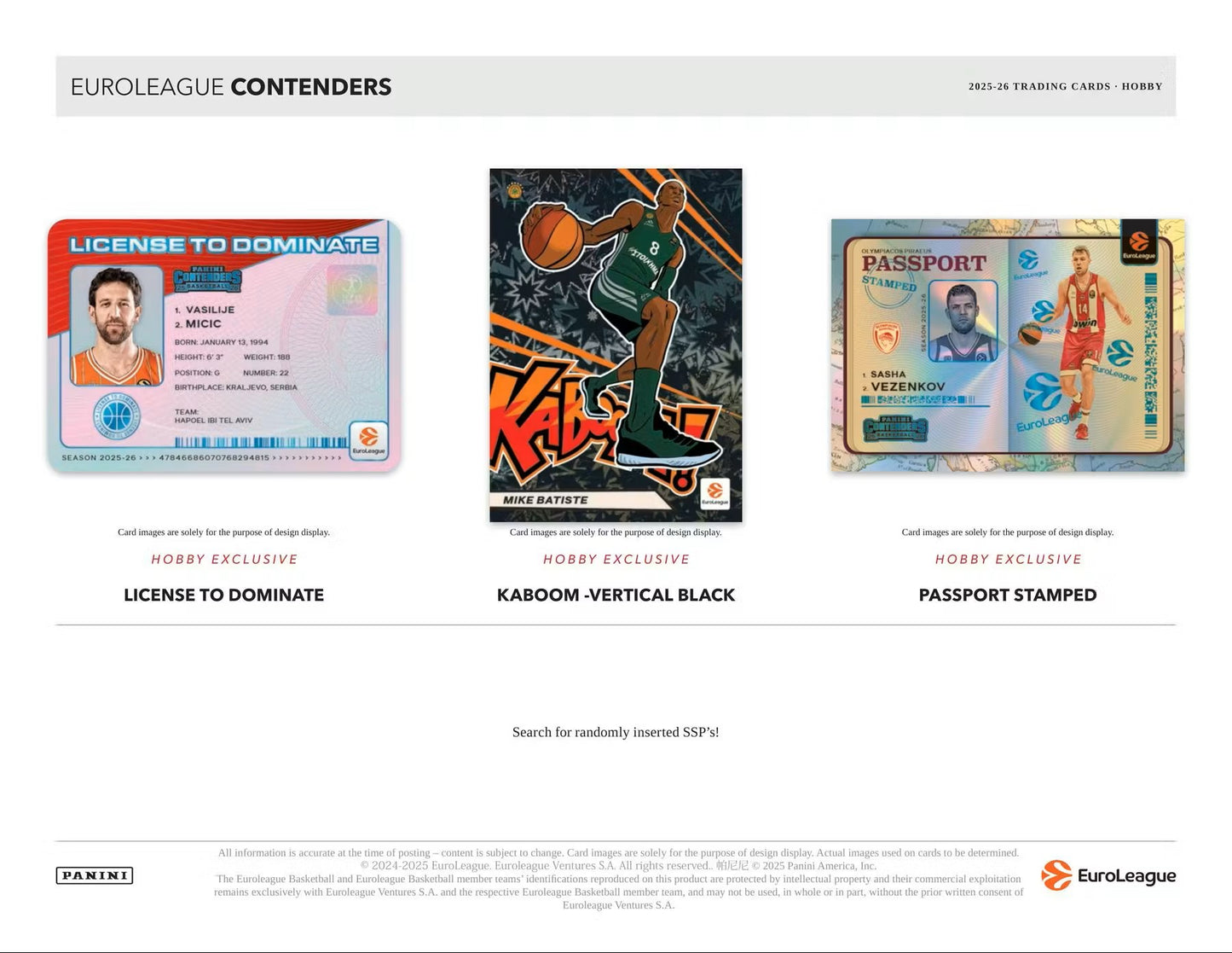 2025-26 Panini Contenders EuroLeague Basketball Hobby Box