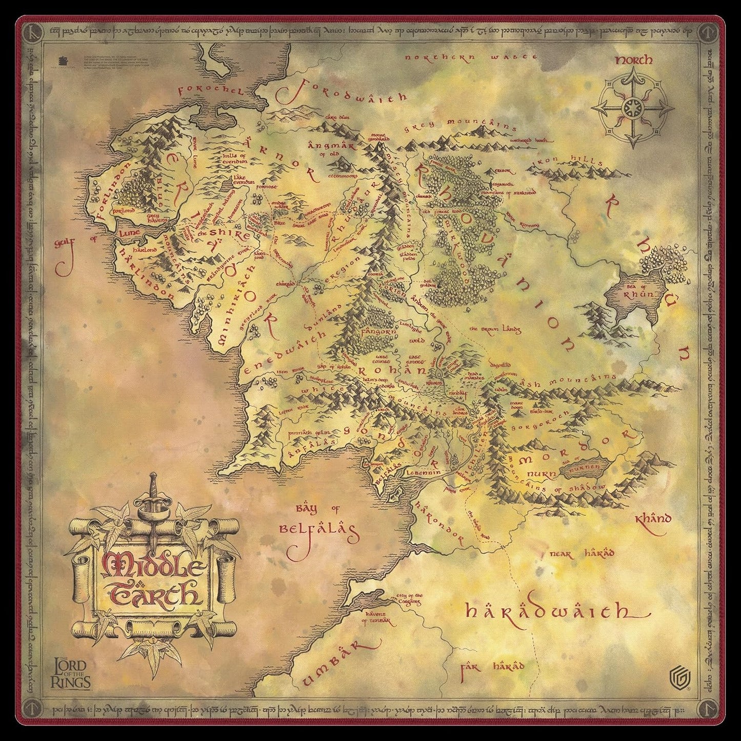 Ultimate Guard The Lord of the Rings Places of Middle-earth Play-Mat | Official LOTR TCG Gaming Mat | Stitched Edges | Anti-Slip Rubber Backing | 24 x 13.8 Inches