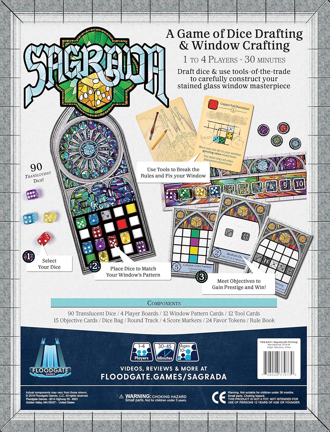 Sagrada Board Game | Family Game for Kids and Adults | Dice Drafting and Placement Strategy Game | Ages 10+ | 1 to 4 Players | by Floodgate Games