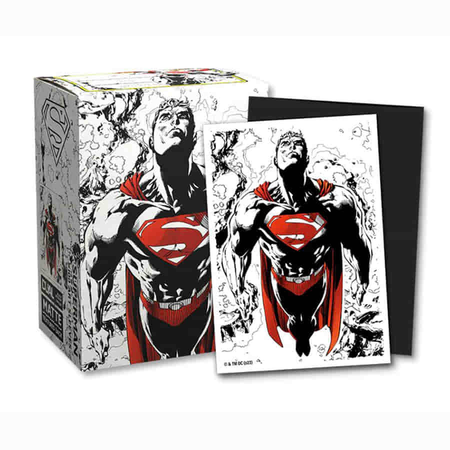 DRAGON SHIELD SLEEVES: MATTE DUAL ART: SUPERMAN CORE (RED-WHITE) (100CT) - DISPLAY OF 10 PACKS