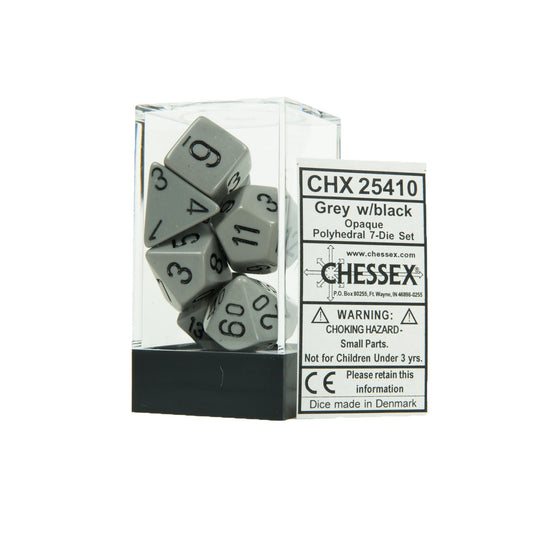 Chessex Dice: Opaque Polyhedral Set Dark Grey/Black(7)