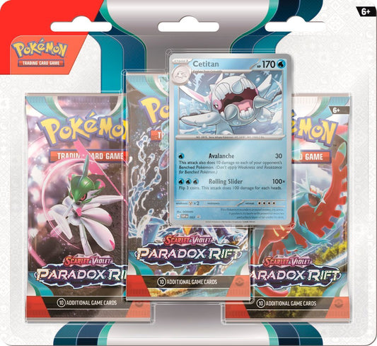 POKEMON TCG: SCARLET AND VIOLET: PARADOX RIFT: THREE-BOOSTER BLISTER - Cetitan