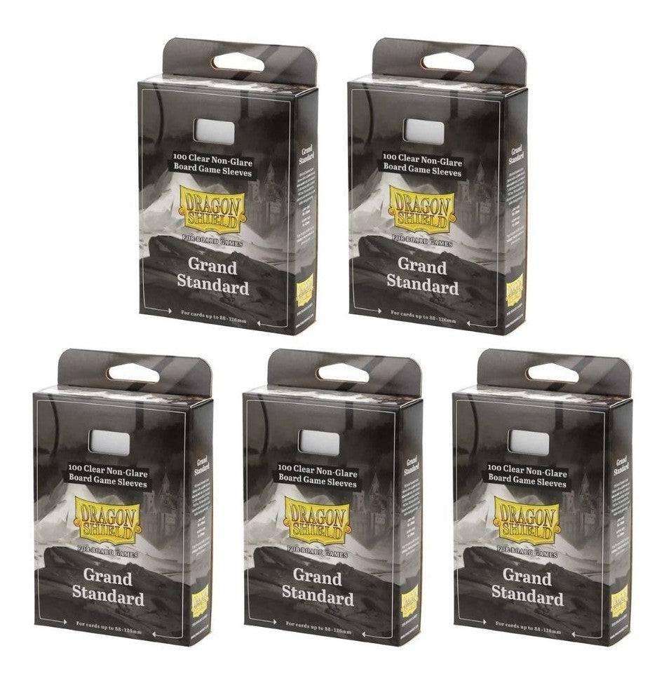 5 Packs Dragon Shield Board Game Sleeves 100 ct Grand Standard Size Card Sleeves Value Bundle!