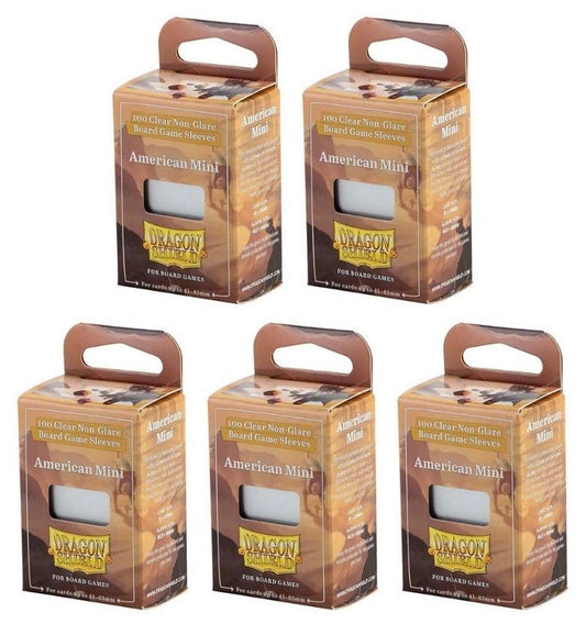 5 Packs Dragon Shield Board Game Sleeves 100 ct Mini American Size Card Sleeves Value Bundle!