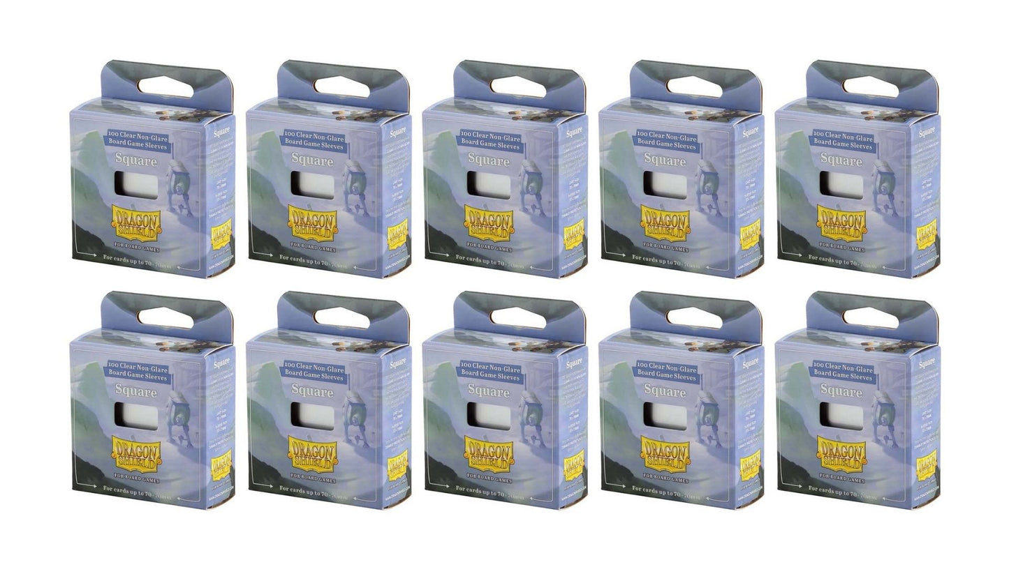 10 Packs Dragon Shield Board Game Sleeves 100 ct Square Size Card Sleeves Display Case