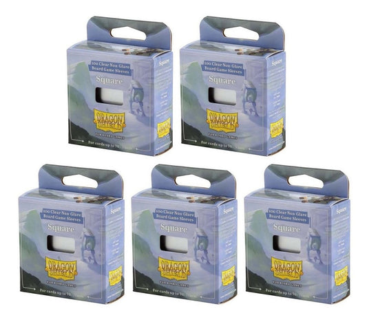 5 Packs Dragon Shield Board Game Sleeves 100 ct Square Size Card Sleeves Value Bundle!