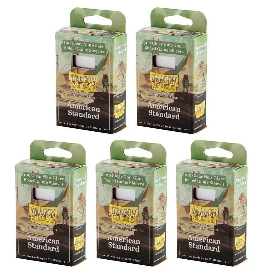 5 Packs Dragon Shield Board Game Sleeves 100 ct Standard American Size Card Sleeves Value Bundle!