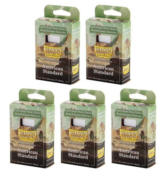 5 Packs Dragon Shield Board Game Sleeves 100 ct Standard American Size Card Sleeves Value Bundle!