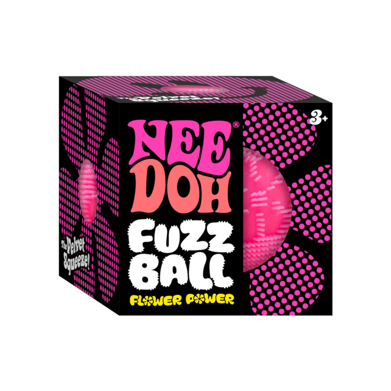 NeeDoh Fuzz Ball Flower Power - Sensory Toy with a Velvet Texture and Soft Cloud Squish - Pink