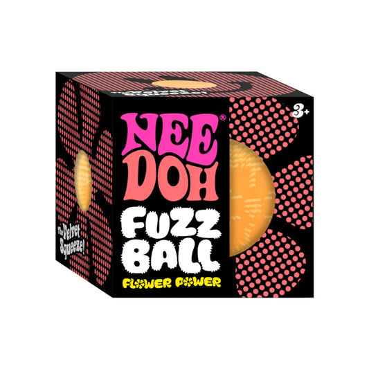 NeeDoh Fuzz Ball Flower Power - Sensory Toy with a Velvet Texture and Soft Cloud Squish - Orange