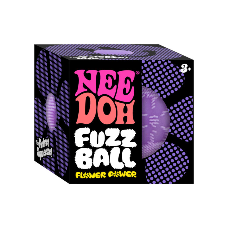 NeeDoh Fuzz Ball Flower Power - Sensory Toy with a Velvet Texture and Soft Cloud Squish - Purple