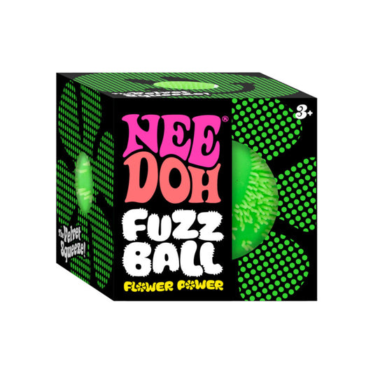 NeeDoh Fuzz Ball Flower Power - Sensory Toy with a Velvet Texture and Soft Cloud Squish - Green