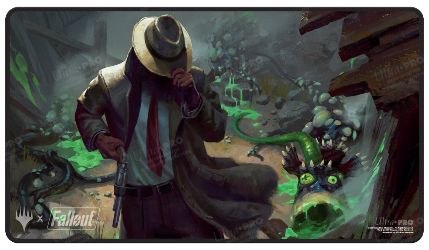 Ultra PRO - Fallout Black Stitched Playmat - Mysterious Stranger - for Magic: The Gathering, Limited Edition Collectible Trading Tabletop Gaming Essentials Accessory Supplies