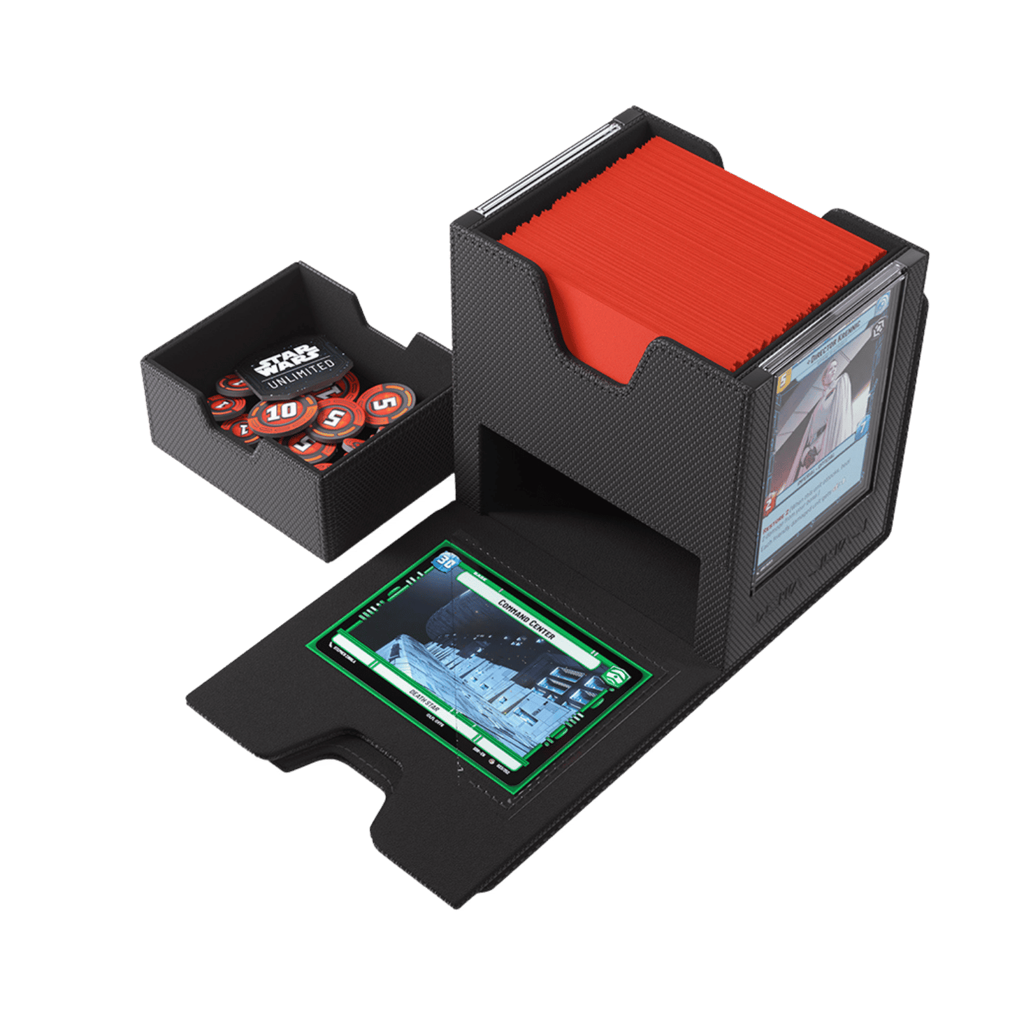 Gamegenic Star Wars Unlimited Twin Suns DECK POD - Premium Deck Box with UV-Protected Card Cases, Holds 100 Double-Sleeved Cards, Designed for the Star Wars Unlimited TCG, Black Color