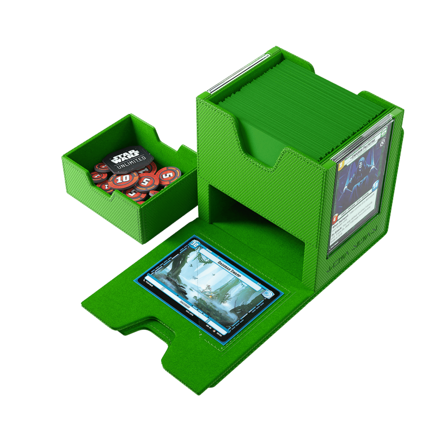 Gamegenic Star Wars Unlimited Twin Suns DECK POD - Premium Deck Box with UV-Protected Card Cases, Holds 100 Double-Sleeved Cards, Designed for the Star Wars Unlimited TCG, Green Color