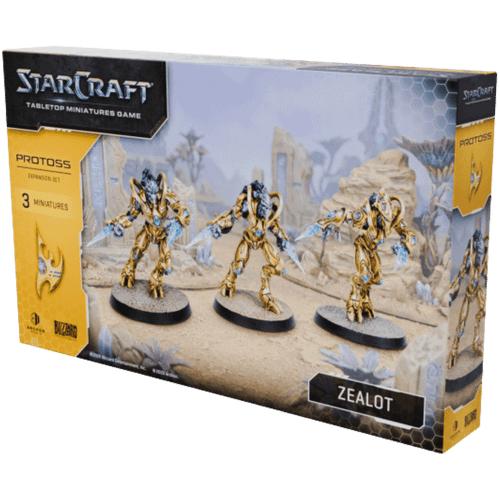 StarCraft: Tabletop Miniatures Game – Protoss Zealot Expansion Set – 3 Unpainted Plastic Miniatures with Bases and Cards – Archon Studio