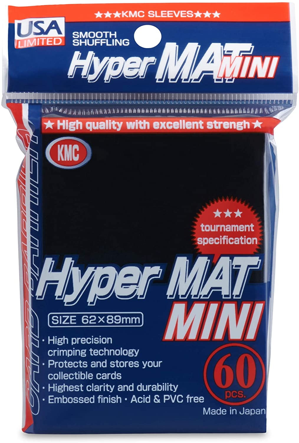 USA Limited KMC Card Barrier - Hyper Matte Mini - Black (60-Pack) - KMC Card Sleeves