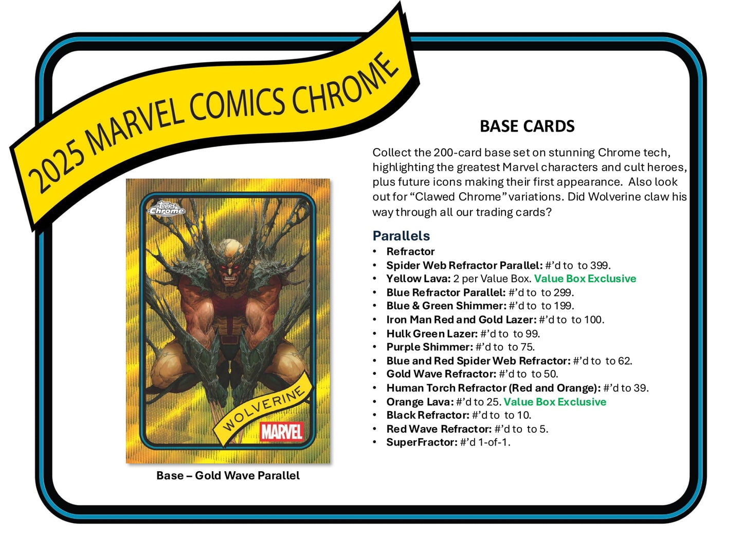 Topps 2025 Marvel Comics Chrome Value Blaster Box - 7 Packs