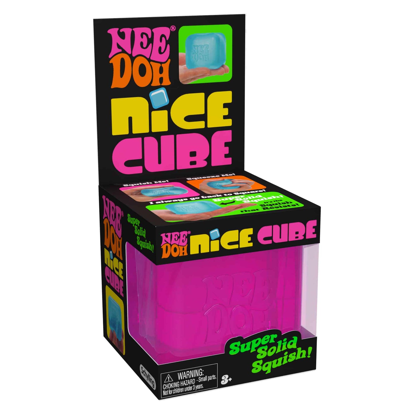 Nice Cube - Sensory Squeeze Toy with Super Solid Squish - 2.25" Cube (Pink) for NeeDoh