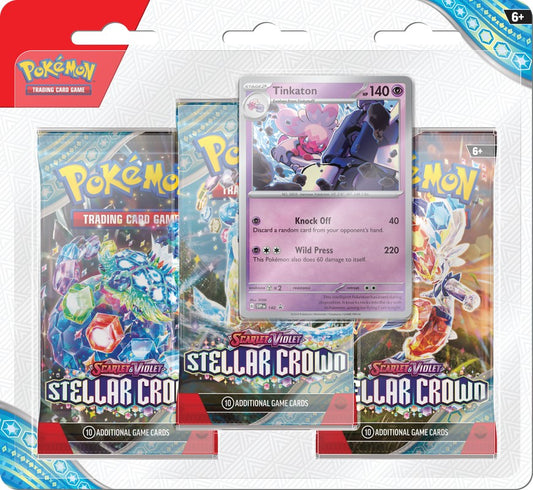 Pokemon Scarlet and Violet Stellar Crown 3-Pack Blister - Tinkaton