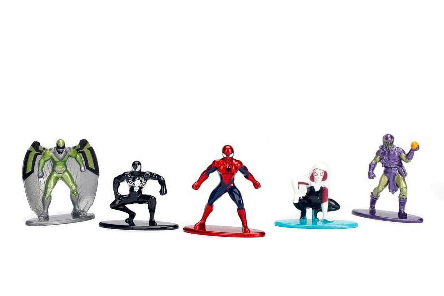 Jada Toys Nano Steel - Marvel: Pack 1 (Spiderman, Symbiote Spiderman, Spider-Gwen, Vulture, Green Goblin)