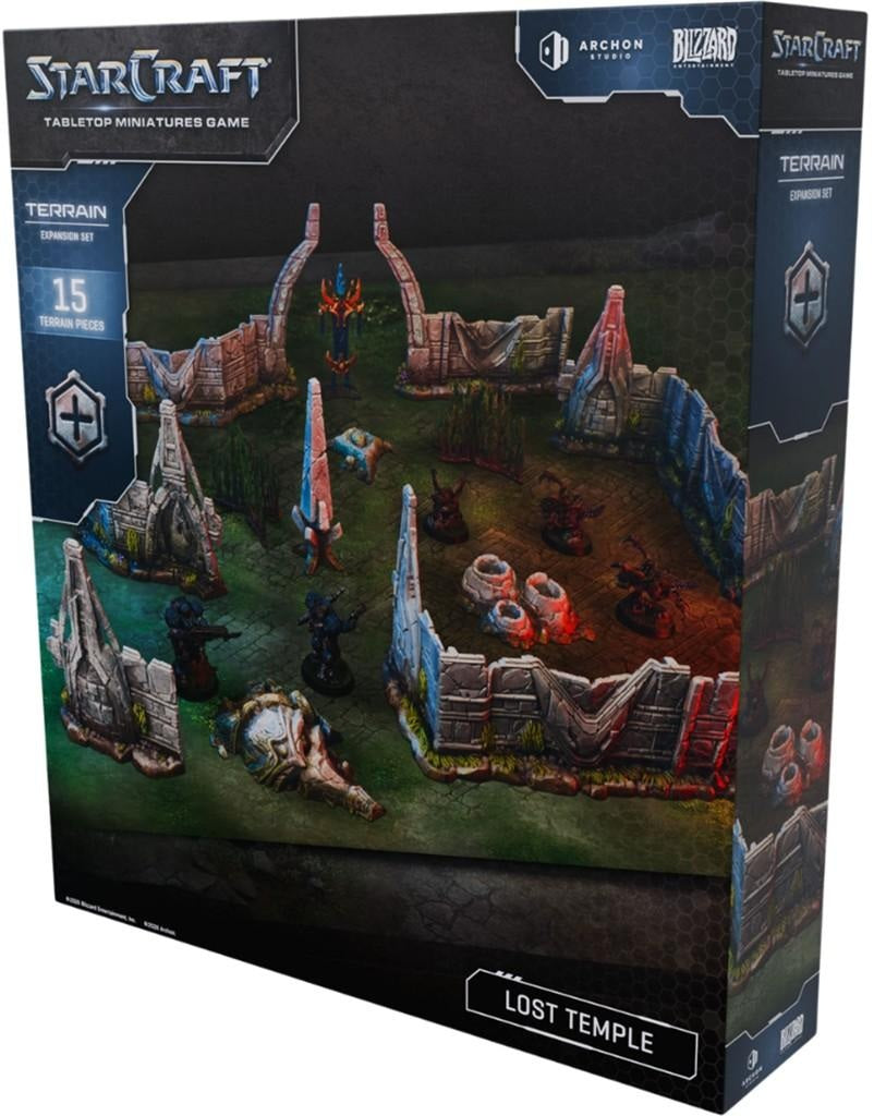 Archon Studio StarCraft: The Miniatures Game – Lost Temple Terrain Expansion Set, 15 Unpainted Terrain Pieces, Cloth Playmat and Assembly Manual