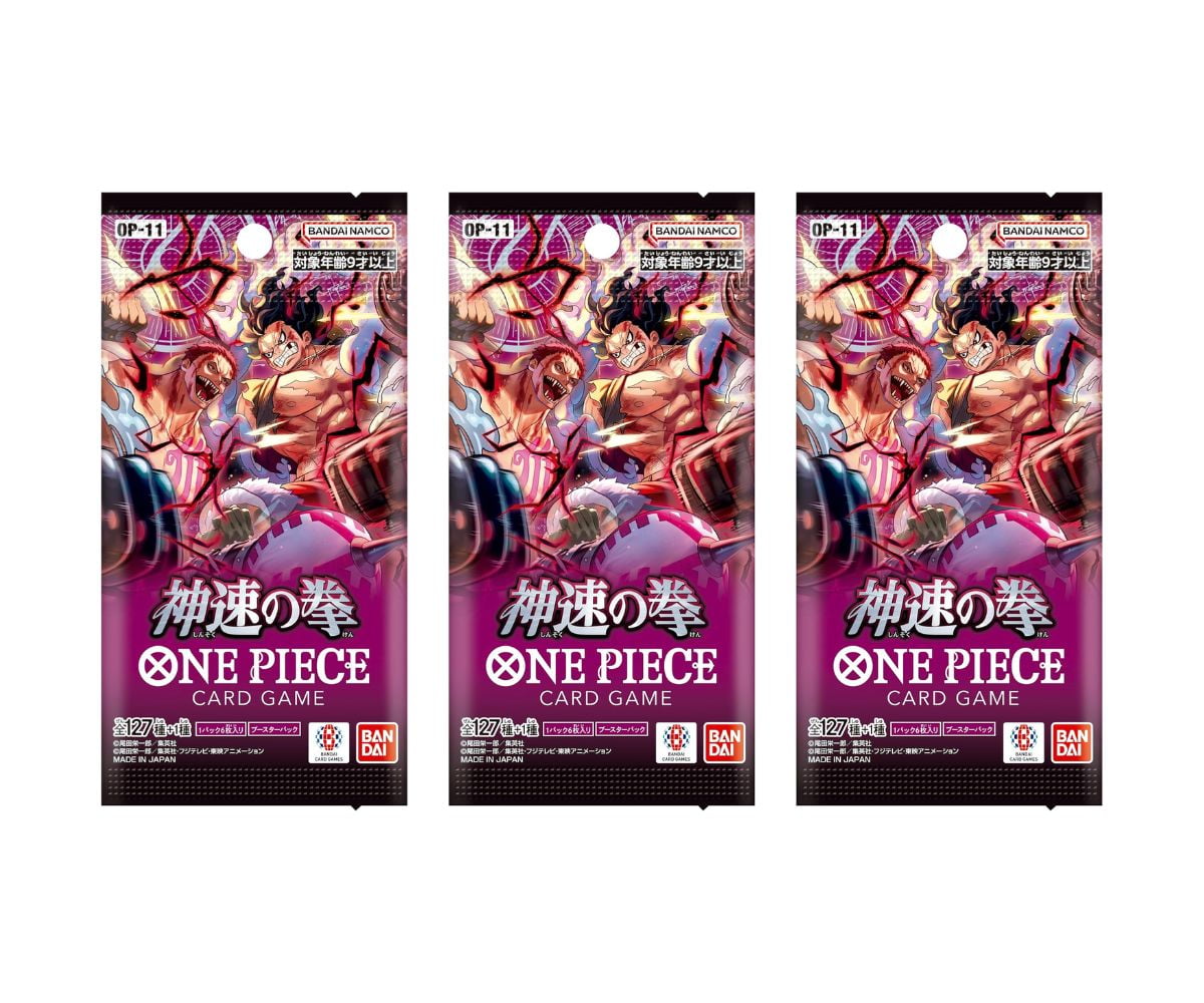 One Piece Card Game Fist of God Speed (OP-11) Booster Pack (Japanese) - 3 Packs - 18 Cards
