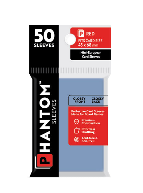 Phantom Sleeves: "Red Size" (45mm x 68mm) - Gloss/Gloss (50) (Compatible with: Mini-European Card Sleeves)