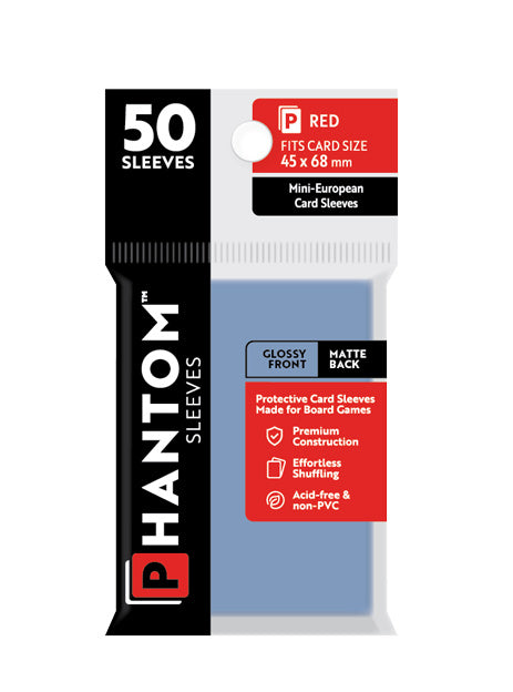 Phantom Sleeves: "Red Size" (45mm x 68mm) - Gloss/Matte (50) (Compatible with: Mini-European Card Sleeves)