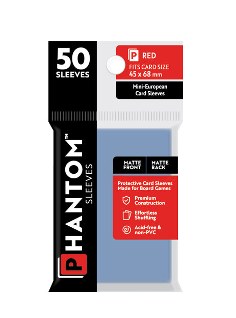 Phantom Sleeves: "Red Size" (45mm x 68mm) - Matte/Matte (50) (Compatible with: Mini-European Card Sleeves)