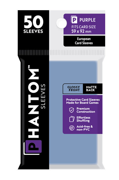 2 Packs Phantom Sleeves: "Purple Size" (59mm x 92mm) - Gloss Matte (50) (Compatible with: Standard European) Individual Pack