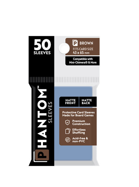 2 Packs Phantom Sleeves: "Brown Size" (43mm x 65mm) - Matte Matte (50) (Compatible with: Mini-Chimera and More) Individual Pack