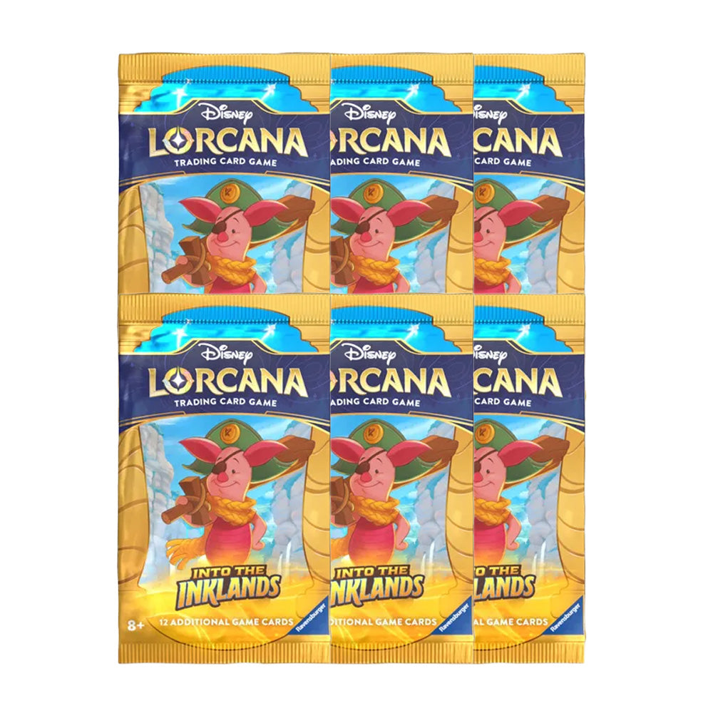 6 Packs Ravensburger 12 Card Booster Pack Lorcana Into the Inklands