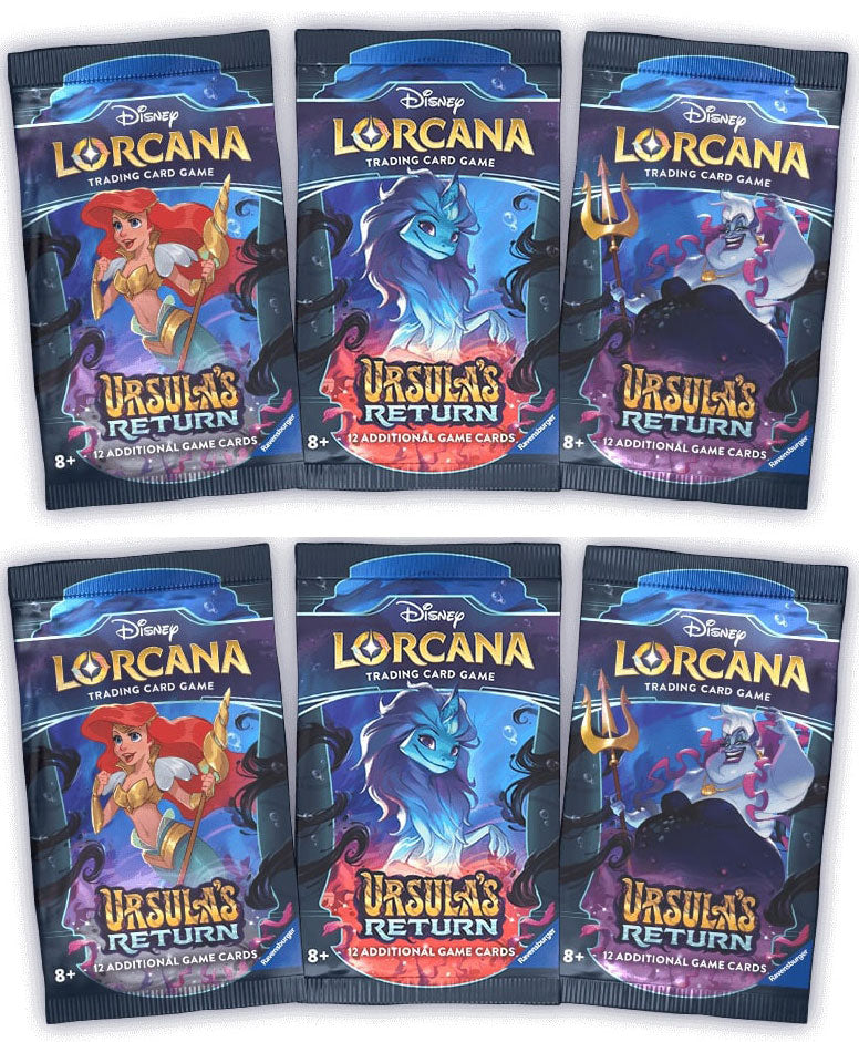 6 Packs Lorcana 12 Card Booster Pack Lorcana Ursulas Return