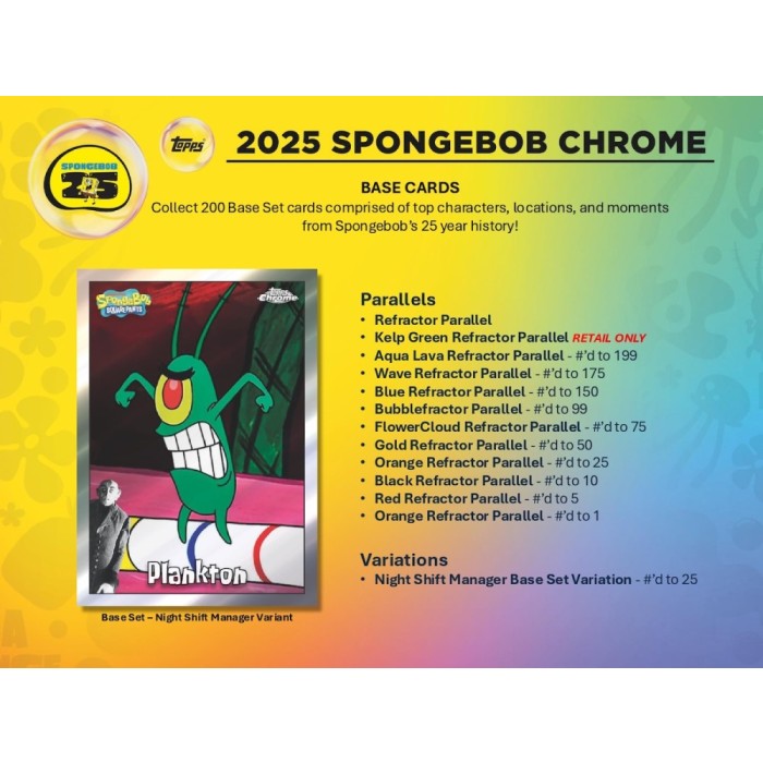 Topps 2025 SpongeBob Chrome 25th Anniversary 7-Pack Blaster Box