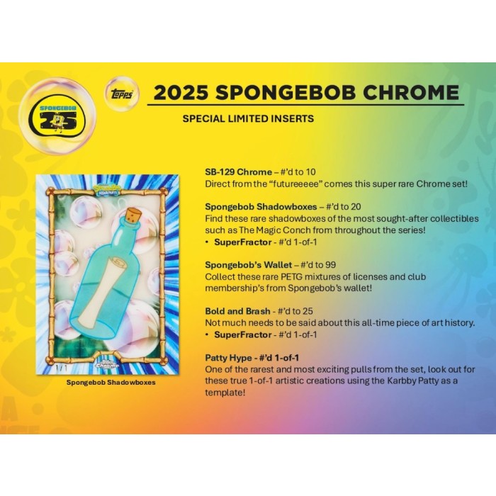 Topps 2025 SpongeBob Chrome 25th Anniversary 7-Pack Blaster Box