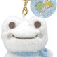 Sanrio Kerokeroppi x Frog Pickles Snowman Carabiner Mascot Keychain Plush H9 x W6 x D4.5 cm