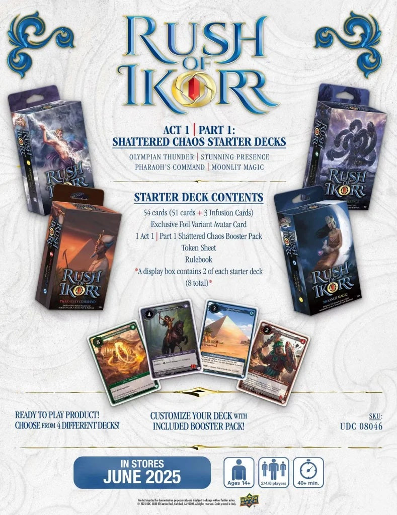 Upper Deck Rush of Ikorr: Shattered Chaos Pharaoh’s Command Starter Deck – 54 Cards, Booster Pack, Rule Book & Token Sheet