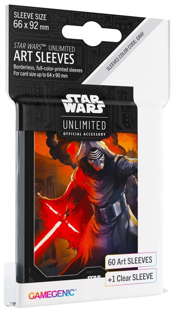 Star Wars Unlimited Kylo Ren ART SLEEVES - Officially Licensed Pack of 60 Art Sleeves and 1 Clear Sleeve, Optimized Size for Star Wars Unlimited and Other TCG and LCG Games, Made by Gamegenic