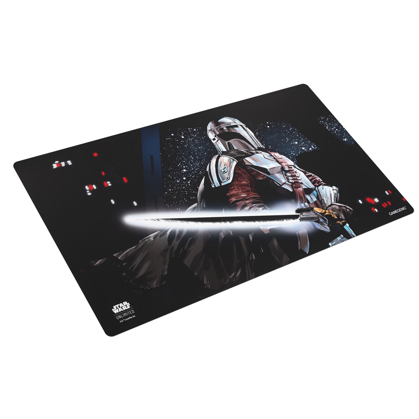 Star Wars Unlimited Mandalorian PRIME GAME MAT - Officially Licensed, Full-Color Printed, Playmat, Slip-Resistant 24" by 14" Rubber Mat, Compatible with TCGs & LCGs, Made by Gamegenic