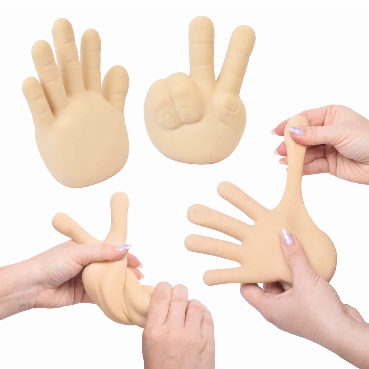 Toymendous Squish Hands, 2 pack Rubber Stress Balls, Toy for Children Ages 3+