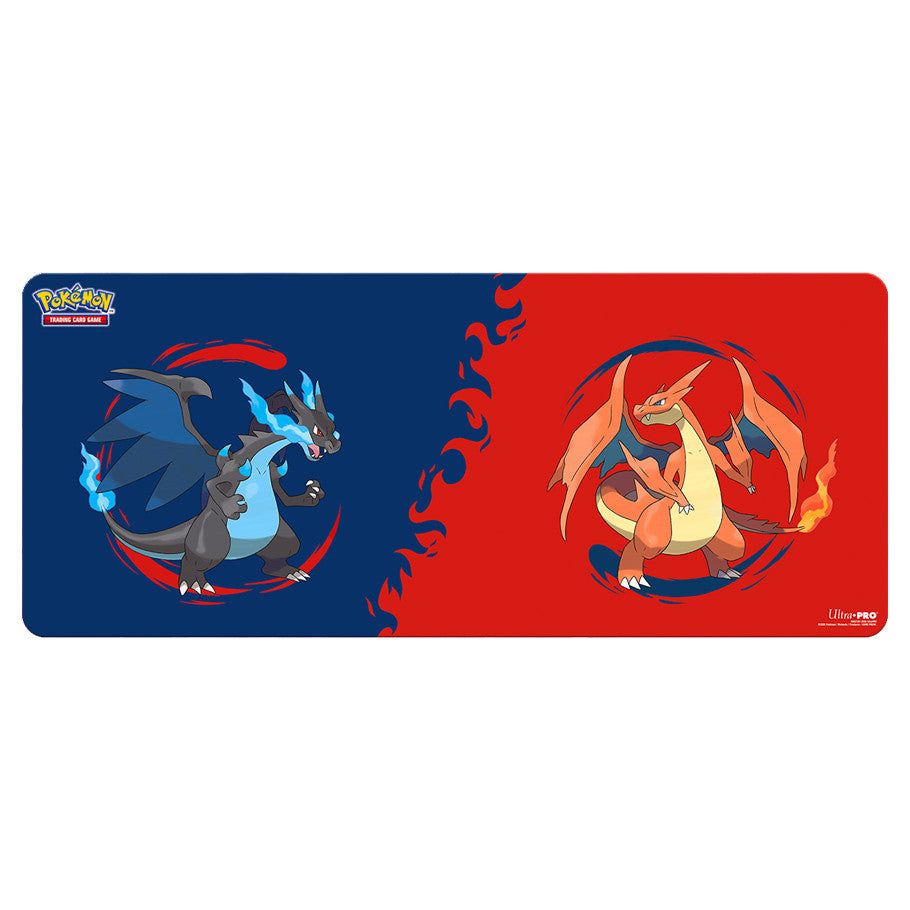 Ultra Pro Pokémon TCG Mega Charizard X & Mega Charizard Y 6ft Table Playmat – Non-Slip Rubber Backing – Soft Fabric Top – 72" x 30"
