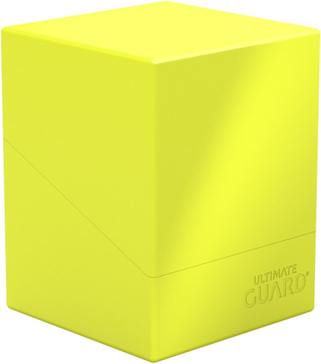 Ultimate Guard Boulder Solid 100+, Deck Case for 100 Double-Sleeved TCG Cards, Neon Yellow, Secure & Durable Storage for Trading Card Games, No Transparency