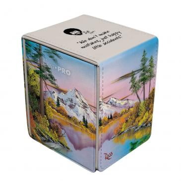 Ultra Pro - Bob Ross Mighty Mountain Lake Alcove Flip, TCG Art Storage Box, Premium Deck Protector, Luxury Magnetic Deck Organizer, Bob Ross Trading Card Case Dual-Notch Easy Access Design